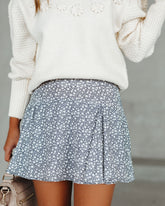 Mabry Floral Ruffle Mini Skort - Blue